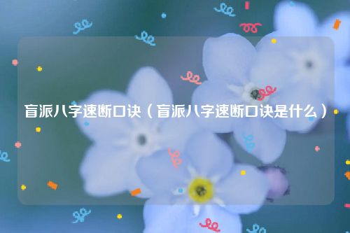 盲派八字速断口诀（盲派八字速断口诀是什么）